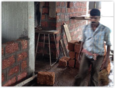 Masonry work on 8th floor